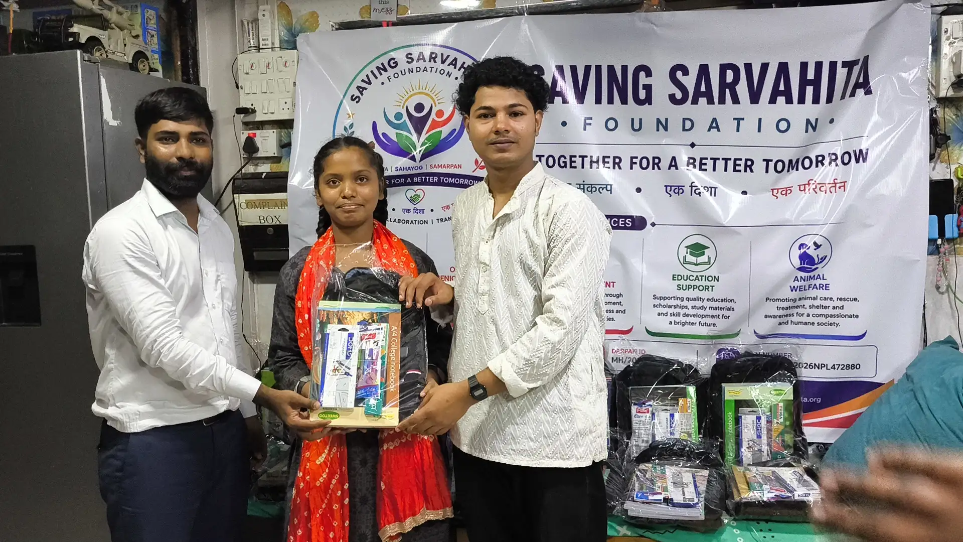 Distributing School Supplies to Children